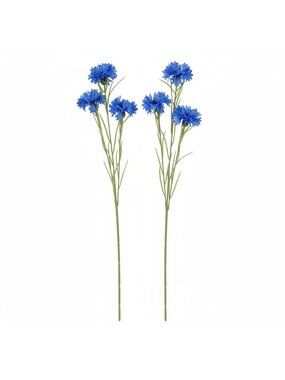 Artificial Blue Cornflower Stems Faux Wildflower Floral Decor Wedding